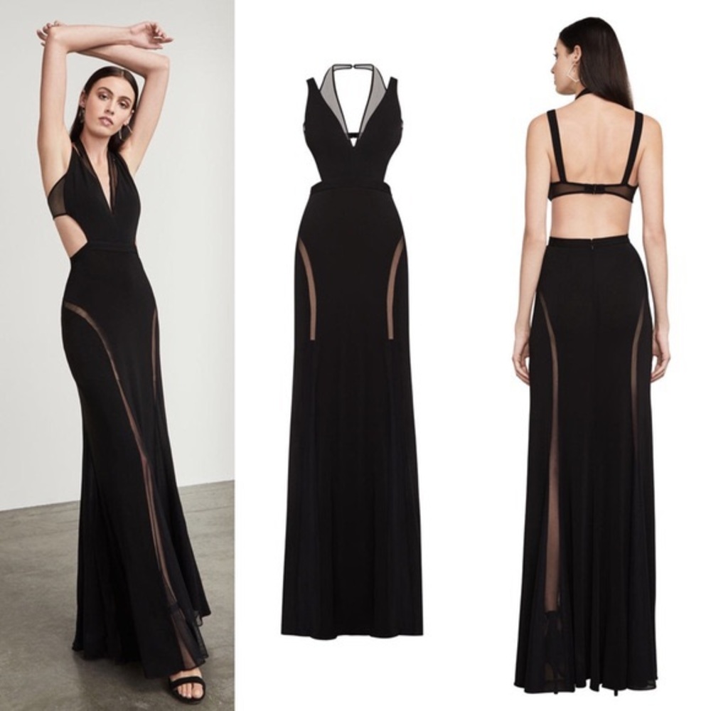 BCBGMAXAZRIA ADELE OPEN BACK MAXI DRESS in black